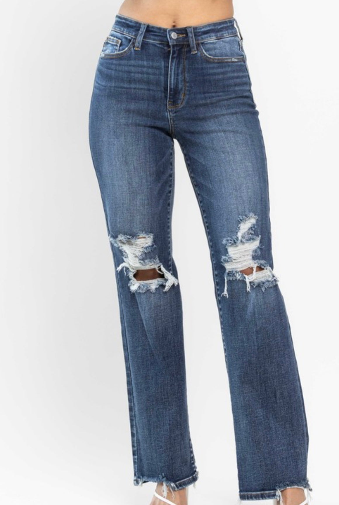 Judy Blue High Waist 90's Knee Destroy Straight