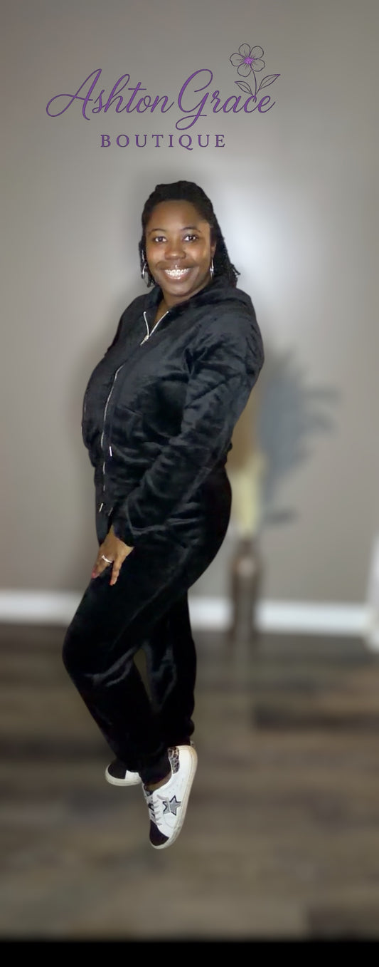 Faux Fur Jacket & Jogger Pants Set